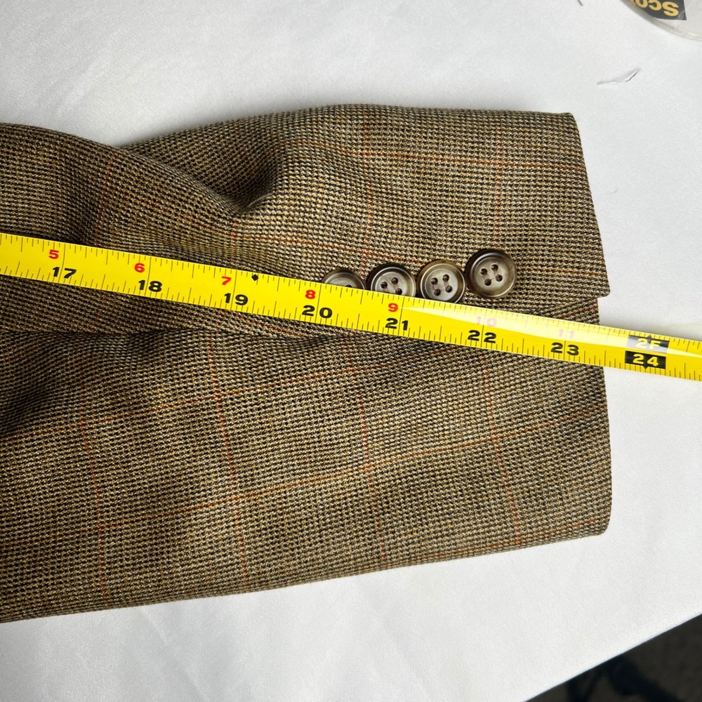 Burberry London Mens Wool Blend Tweed Blazer Jacket Brown Classic Fit 46R - Picture 8 of 9